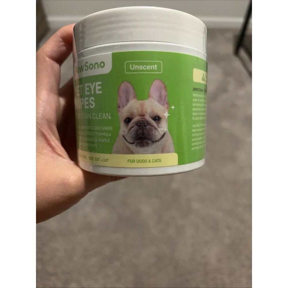 PawSono Unscented Pet Eye Wipes For Dogs & Cats , 100 Count